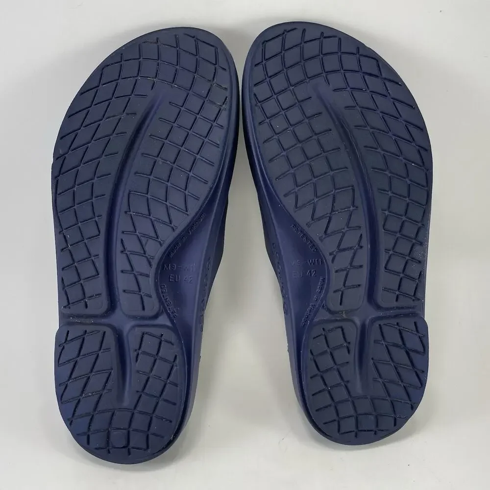 Oofos Ooahh Navy Blue Recovery Sandals Slides Mens Size 9 Comfort Slide Open Toe